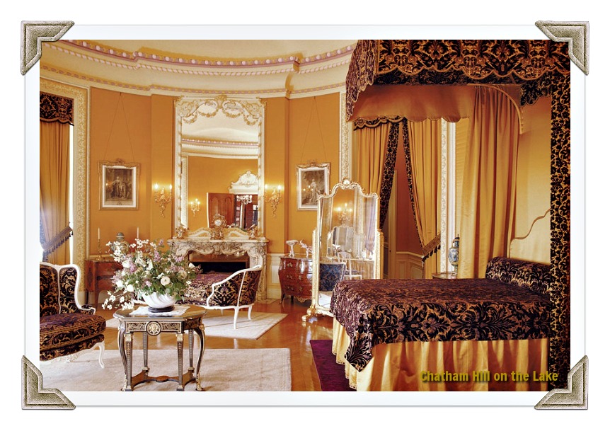 Bedding befitting royalty in Mrs. Vanderbilts Room