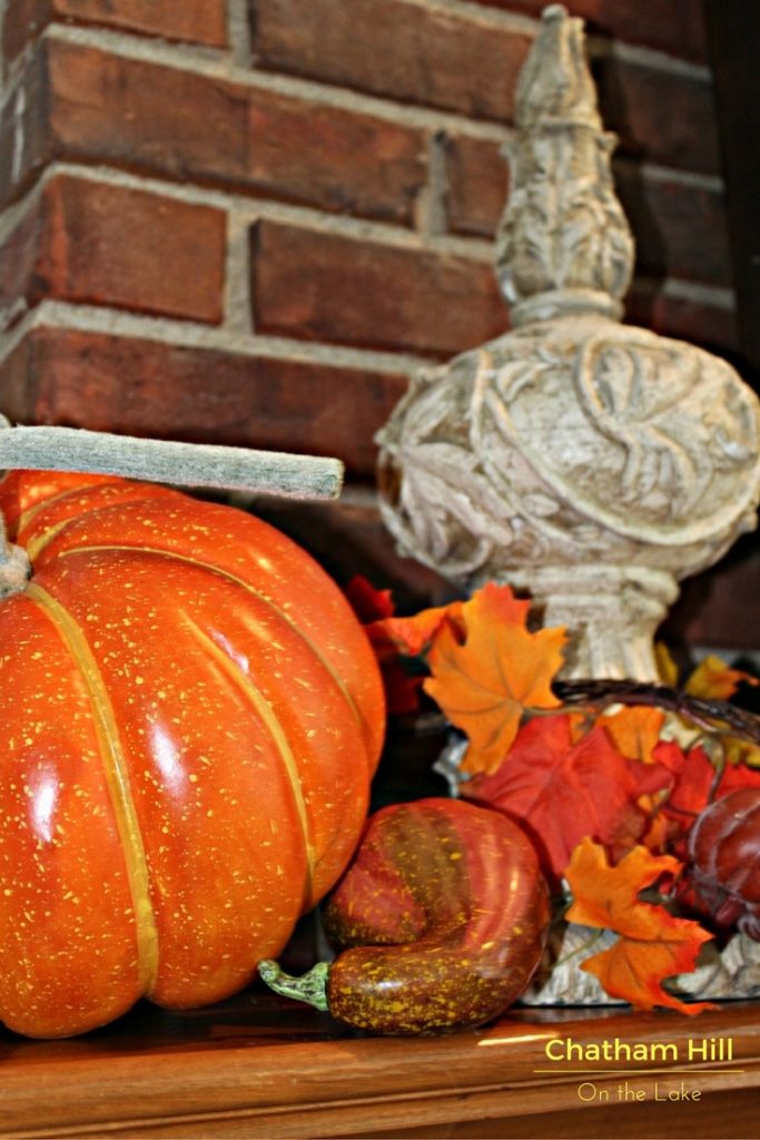 Height and Balance in Fall Decor of Fireplace Mantle